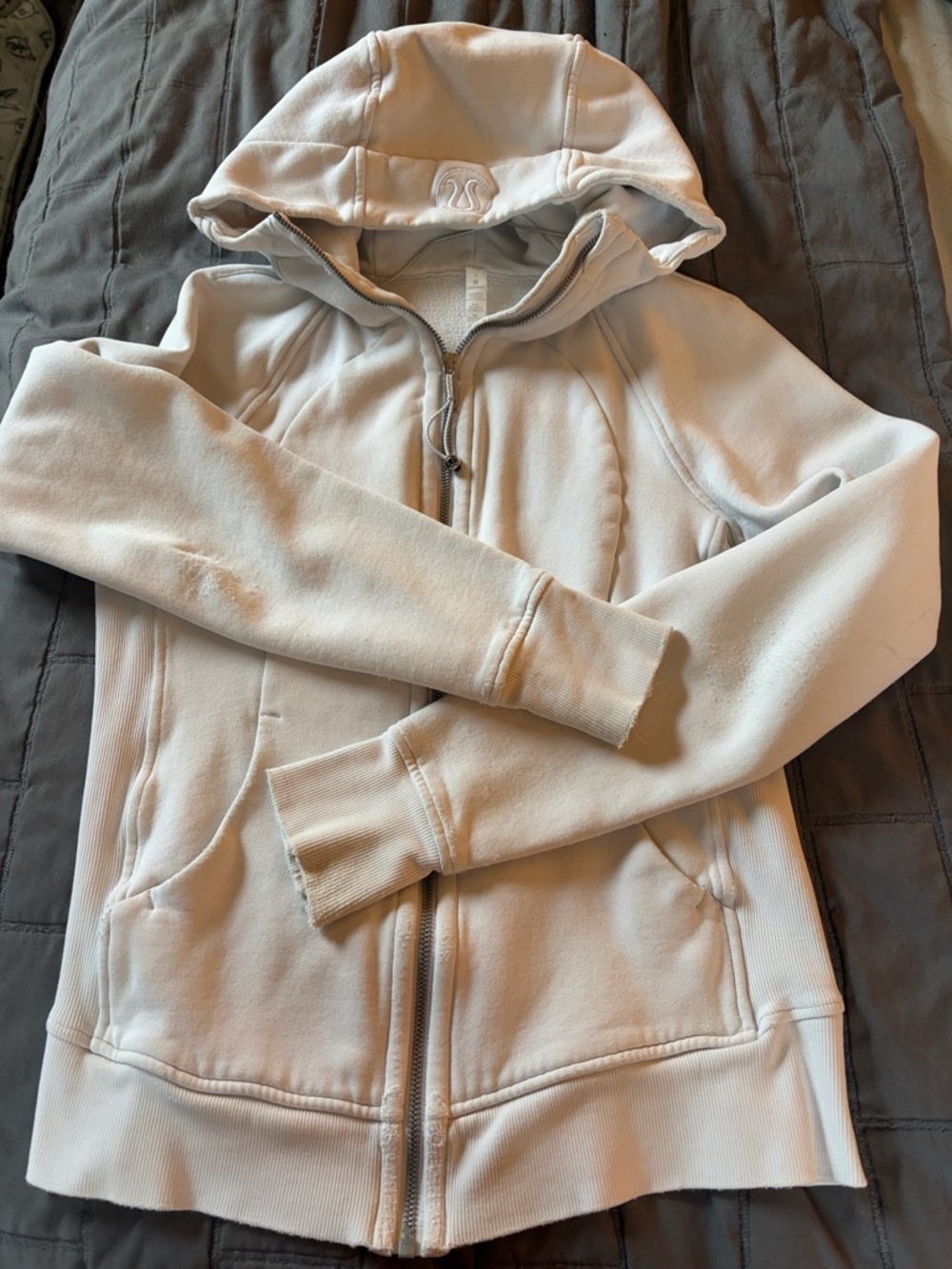 lululemon Cream Full-Zip Hoodie with Embroidered Logo